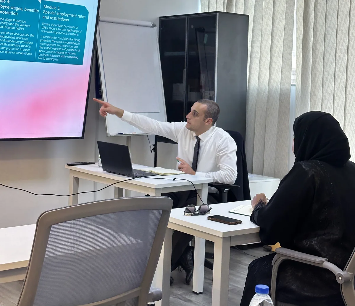 Sarmat Government Relations expert leading an in-person UAE compliance training session in Dubai