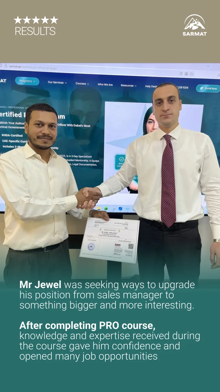 Sarmat PRO course graduate Mr Jewel, a former sales manager who gained confidence and new career opportunities