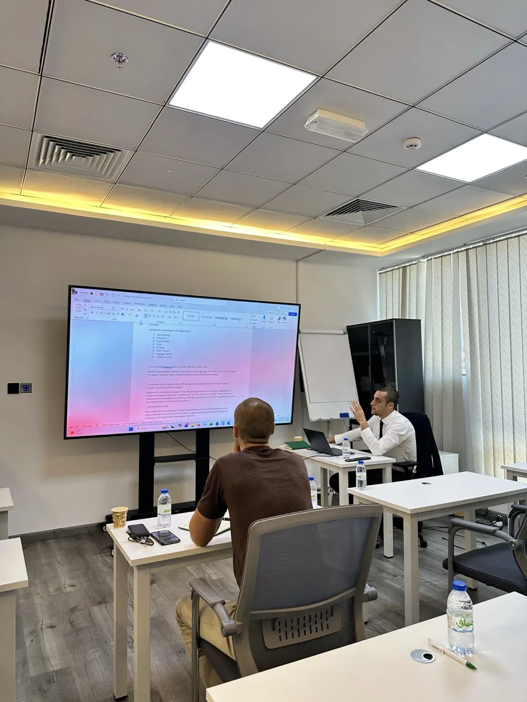 Setup Track workshop in progress — DET license categories on screen